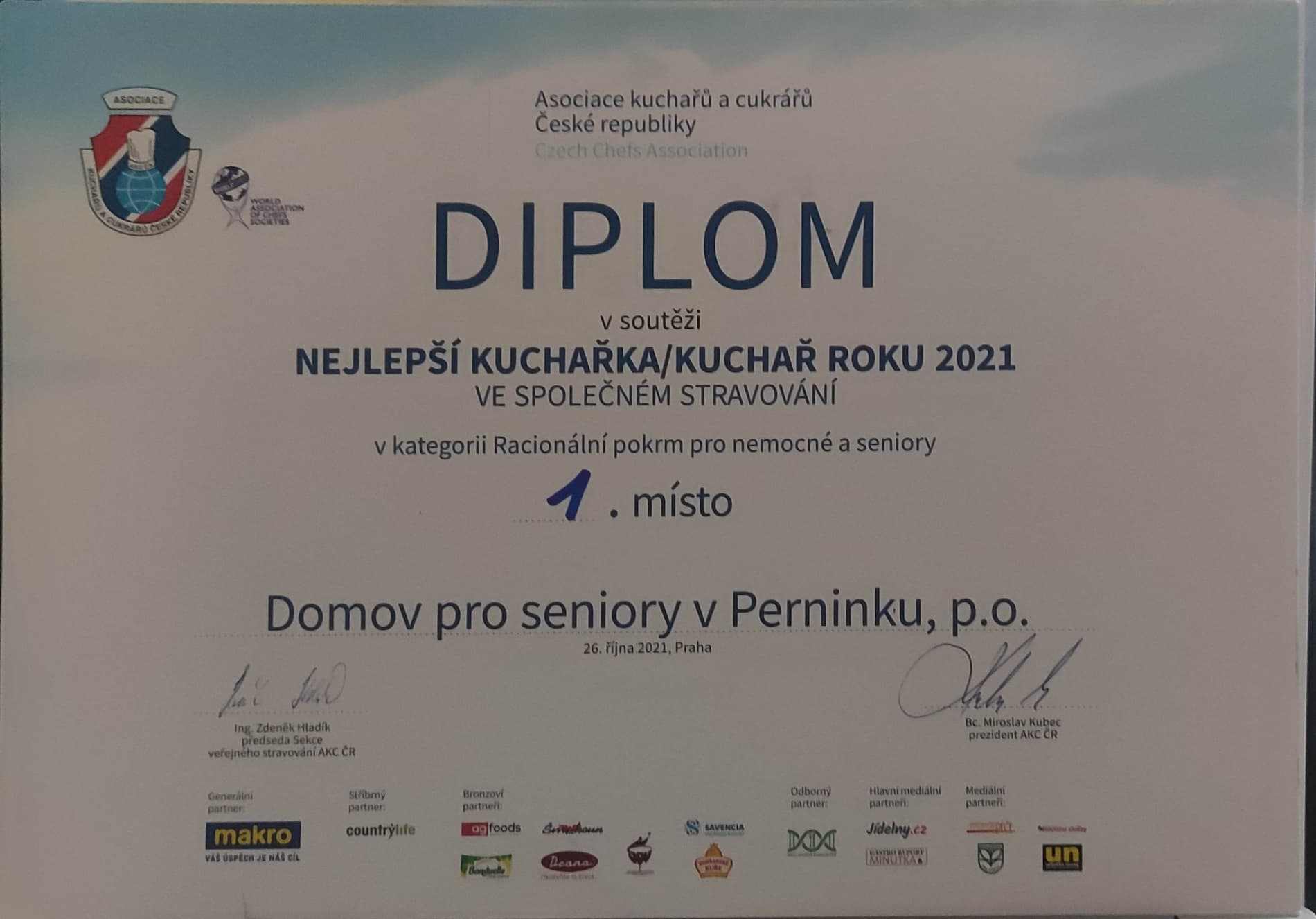1. místo – Kuchař roku 2021